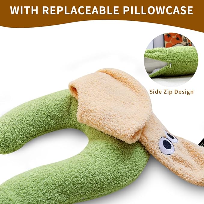 Dog Pillows, 2pcs Pillowcase, Calming Dog Pillow, Side Zip with Replaceable Pillowcase, Soft Neck Support for Deep Sleep, Washable Pet Bed Pillow for Small/Medium/Large Dogs and Cat (L)