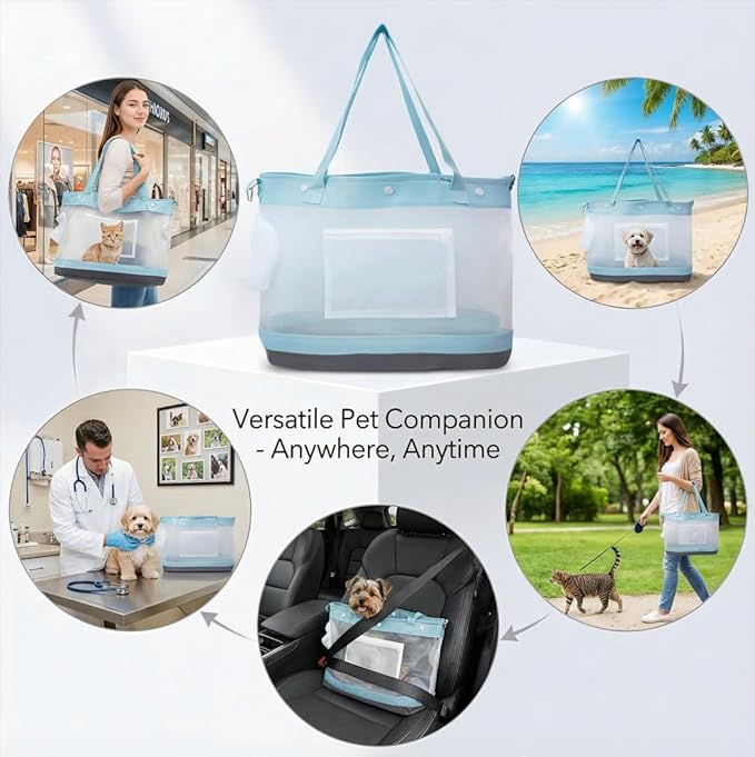 Dog Purse Carrier for Small Dogs - Pet Carrier for Cat, Soft Sided Dog Carrier for Small Animals,Collapsible Breathable Lightweight Pet Carrier Sling for Outing Travel Vet-Light Blue