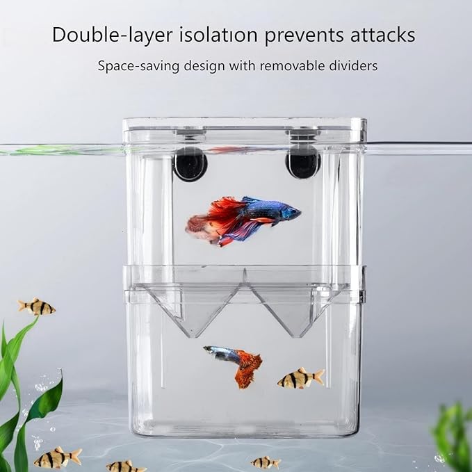 Aquarium Fish Breeder Box Hatchery Incubator,Multi-Functional Acrylic Breeder Isolation Box Hatching Incubator Box for Fish Fry Betta Fish Shrimp and Little Turtle