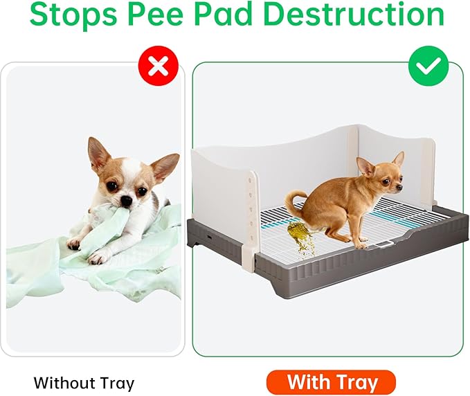 Oneluck Dog Litter Box with 3 High Pee Walls,30" x 22" Indoor Puppy Pee Pad Holder,Protection Wall Every Side for No Leak, Spill, Accident,Easy to Clean