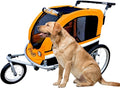 Booyah Large Pet Bike Trailer Dog Stroller & Jogger with Shocks - Orange