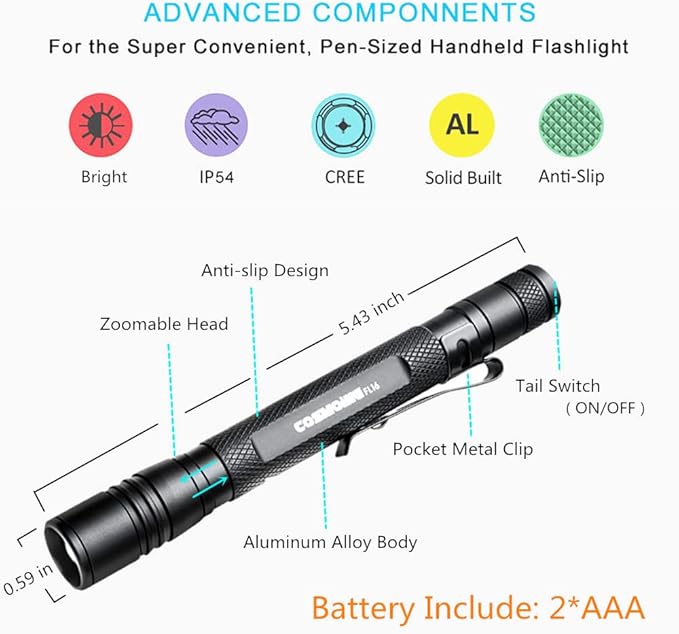 395nm UV Flashlight, Zoomable Blacklight with 2xAAA Battery Ultraviolet Flashlight Pet Urine Detector for Cat Dog Stains, Bed Bug, Household Toilet
