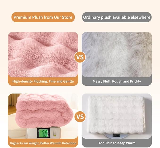 Dog Blanket Self-Warming Throw for Medium & Large Dogs, Dual-Side Sherpa Plush, Thick Crate Bed Cover & Car Seat Mat, Anti-Static Machine Washable No Shrink, 39x30 Inch Pink