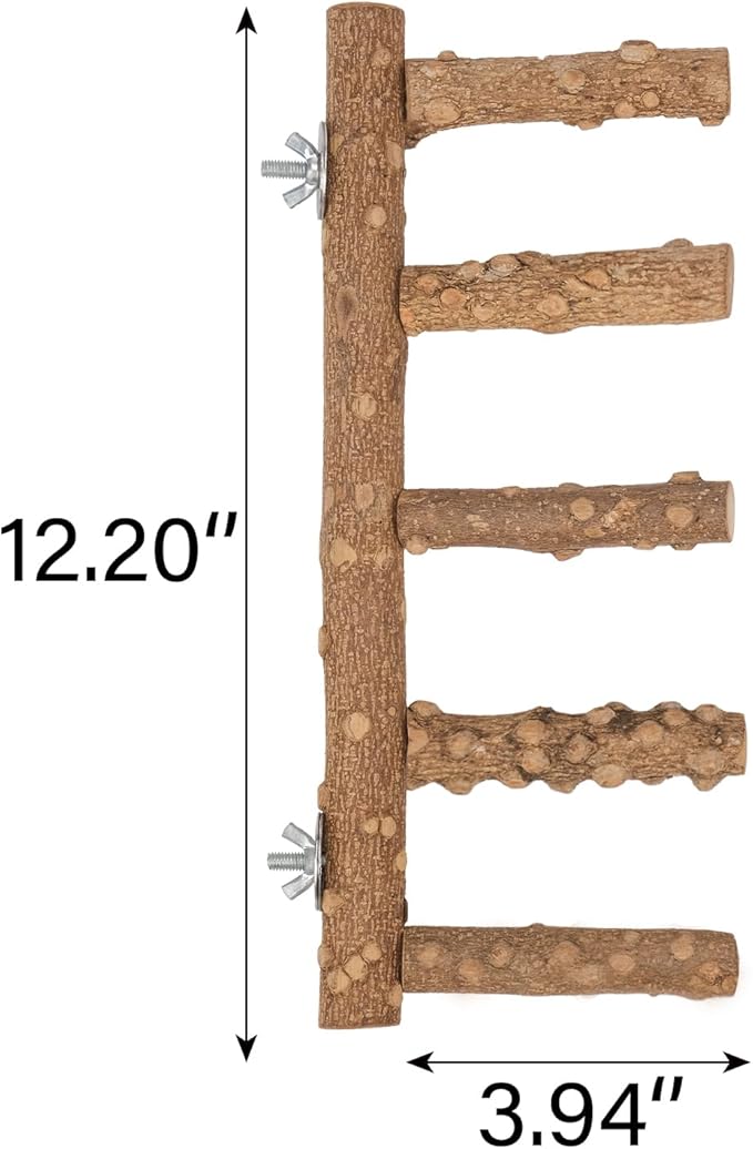 IBWell 2 Pack Bird Ladder for Cage Bird Stands for Parrots Parakeet Perches Cockatiel Perch Natural Bird Perches Budgie Perch