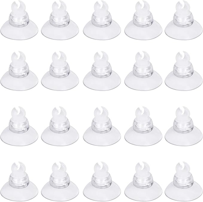 Pawfly 20 Pack Aquarium Suction Cups with Clips and Adjustable Zip Ties Cables Fish Tank Tools for Binding Moss Holding Airline Tubing Decorations Shrimp Nests and Reptile Hammocks