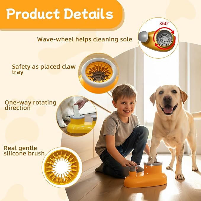 Pet Paw Cleaner Base for Full-Size Dogs with Claw Tray Design, Mechanical Dog Foot Washing Device (Medium-Large)