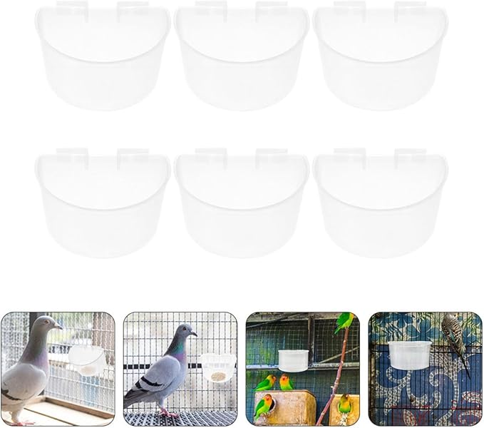 PRETYZOOM 6pcs Large Bird Cage Feeding Bowls Hanging Water Cups for Pigeon Cage Feeder Poultry Feeder Feeding Watering Supplies