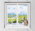 Cat Balcony Net Window Screen Mesh with Zipper Opening,Cat Safety Net Anti-Falling Netting for Balcony Window,Anti-Mosquito Insect Fly Screen Fiberglass Mesh (White,47x59inch)