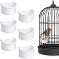 6 Pcs Bird Feeder for Cage Plastic Bird Food Feeder Hanging Feeding Drinking Bowl Seed Container White Food Dishes Bowl for Small Birds Parakeet
