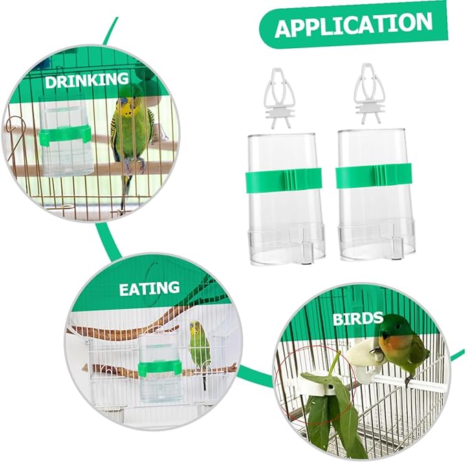 GLEAVI 4pcs Plastic Parrot Feeder and Vegetable Clips Set, Multi-Function Bird Feeding and Watering Supplies for Cage Accessories, Convenient Household Parrot Accessory