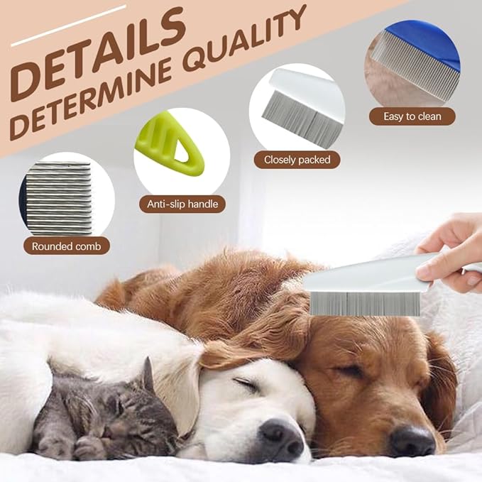 Pet Hair Comb, 2026 New Multifunctional Pets Grooming Comb for Knots Crust Floating, Stainless Grooming Massage Dual-Sided Comb for Small Dogs Puppies (White)