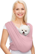 Dog Carriers for Small Dogs, Front Facing Dog Sling Carrier, Hands Free Cat Carrier, Size Adjustable, Reducing Back Pain, Premium Cotton, Safe and Soft Dog Carrier (Regular, Light Pink)