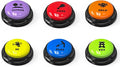6 Pcs Dog Buttons for Communication Pet Training Buzzer, 30 Second Voice Recording Button, Dog Talking Button Set with 6 Color Anti-Slip Mat and 48 Scene Stickers