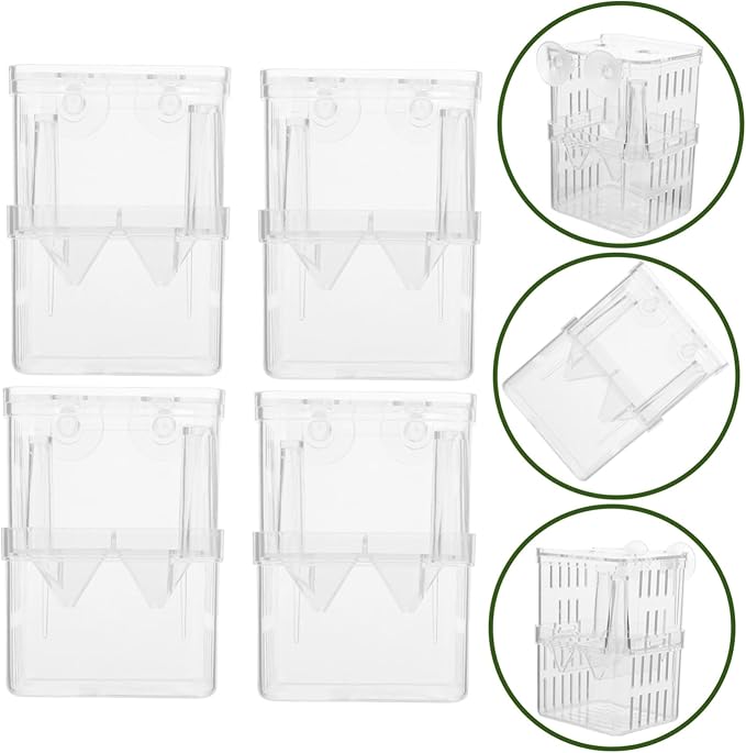 Kisangel 4pcs Aquarium Separation Container Small Fish Tank Fish Breeding Box Fry Hatchery Incubator Isolation Box