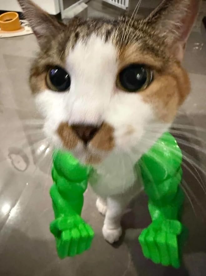 Creative Cat Muscle Arms, 3D Printed Cat Muscle Arm, Halloween Costume Accessory,Funny Muscle Arms for Cats,Cats with Muscular Arms for Kitten Birthday Party Supplies(Green)