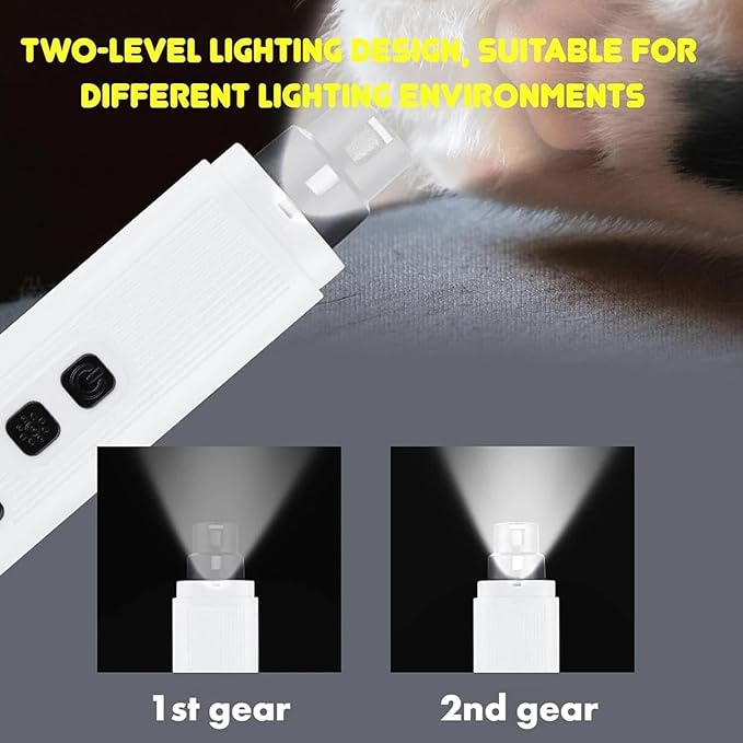 Cat Nail, Nail Trimmer, Dog Nail Grinder, Safe Cut Cat Nail Trimmer, Two Adjustable with 360° Grinding Settings, for All Cats ＆Dogs (White + Black)