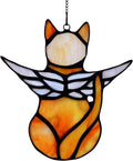 Cat Angel Memorial Statue, Stained Glass Window Hanging Decorations, Loss of Cat Sympathy Gift, Pet Memorial Sympathy Gifts Decoration, Miniature Hanging Ornament