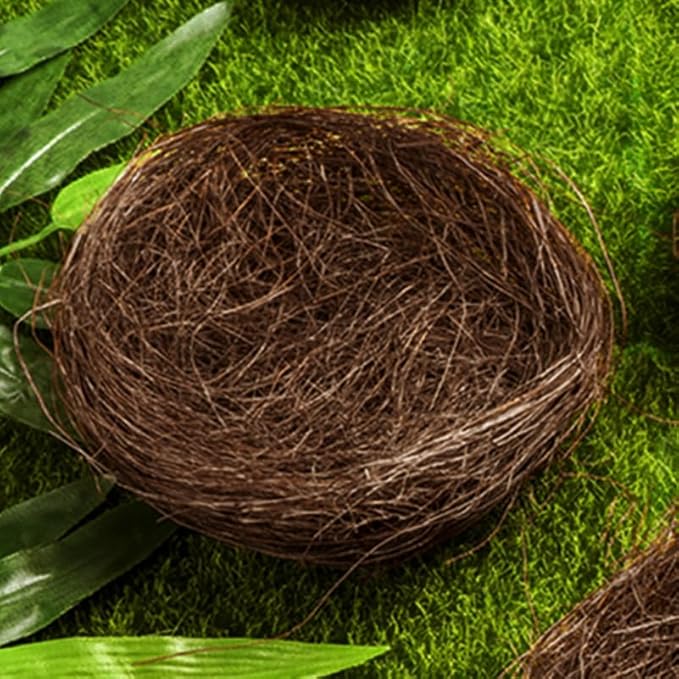 Simulated Bird Nest Decoration for Garden and Easter - Small Rustic Faux Bird Nest Plate Decor for Party Photography Props and Birdcage Accessories