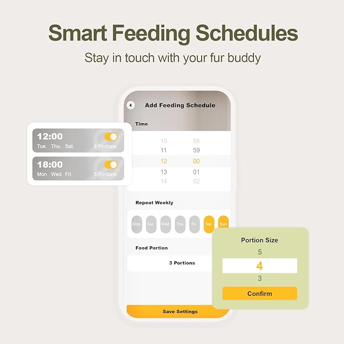 Plike Automatic Pet Feeder with Camera & App Control - Dual-Band WiFi (2.4G & 5G), 2-Way Audio, Night Vision, Anti-Clog Design, 4L Food Dispenser with Stainless Steel Bowl for Cats and Dogs