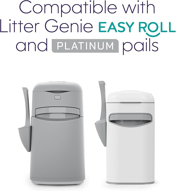 Litter Genie Easy Roll Refill Bags (2-Pack) | 65% Recycled Plastic | Up to 12 months of supply in 2 Rolls of 24 tear-off Bags | Zero Plastic Packaging Cat Litter Bags