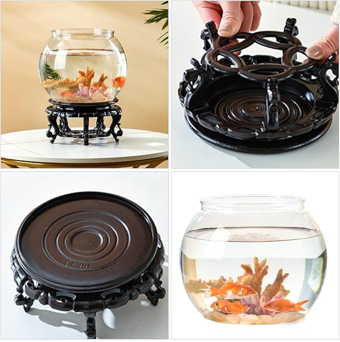 DECHOUS Round Fish Bowl with Stand, 2 Gallon Fish Tank Decor Tabletop Small Fish Bowl Hydroponic Vase Planter Aquarium Desktop Fish Tank for Betta Fish/Goldfish, Plastic Material