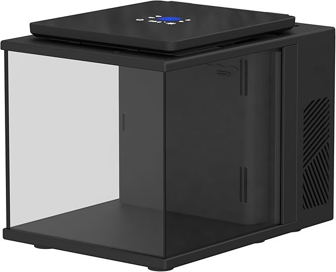 Maxspect Pico Cube Desktop Wi-Fi Enabled 2 Gallon Smart Aquarium Kit - Includes LED Lights, Heater, Filtration & Media - Black Finish