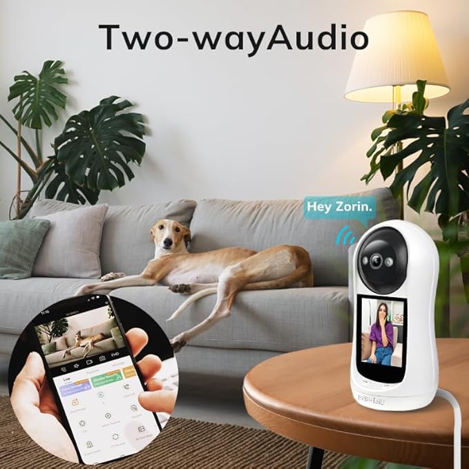 Pet Camera for Dogs Cats - 5MP 1080P Indoor Smart Camera with 360° Vision, Motion Tracking, 2-Way Audio, Human Detection & 32ft Night Vision for Baby and Pet Monitor