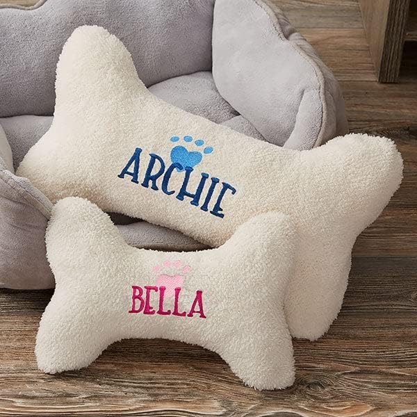 Personalization Universe Heart Paw Print Dog Bone Pet Pillow, Soft and Plush, Perfect for Pet Bed, Embroidered with Custom Name in Multiple Color Options, Dog Bed Accesory, for Small and Medium Dogs