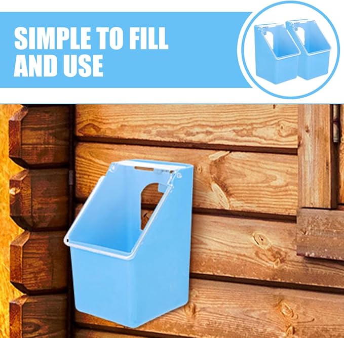 HEMOTON 2pcs Hanging Pigeon Cage Feeders with Lid, Blue Single Hole Water and Food Bowls for Parakeet Cage Accessories, Bird Feeding and Watering Supplies for Outdoor and Indoor Use
