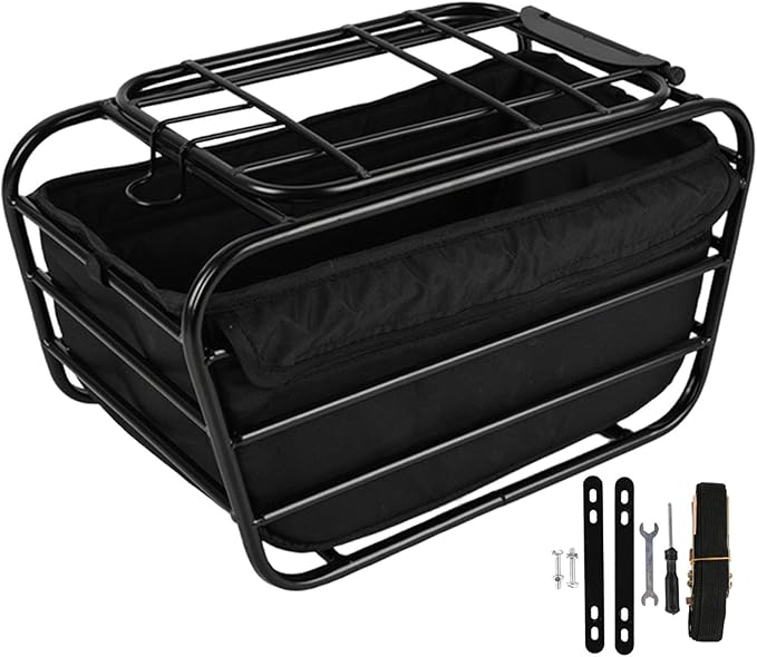 Bike Rear Basket Dog Carrier Heavy Duty Bicycle Cargo Rack Bicycle Storage Basket for Outdoor, Travel Hiking, Shopping Dogs