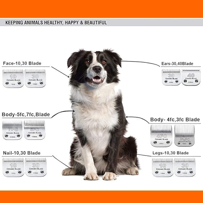3PCS 40 Blades Dog Grooming Replacement Blades Compatible with Andis Dog Clipper,Ceramic Blade & Stainless Steel Blade
