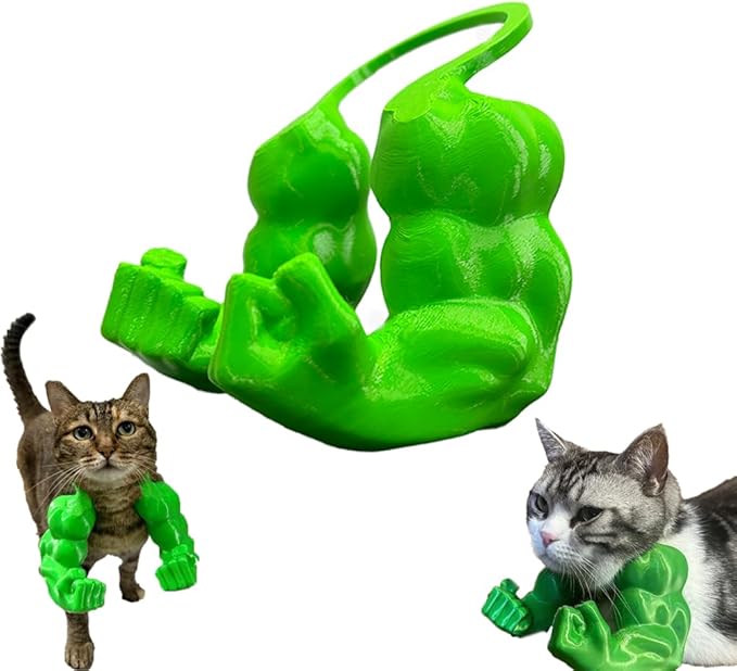 Creative Cat Muscle Arms, 3D Printed Cat Muscle Arm, Halloween Costume Accessory,Funny Muscle Arms for Cats,Cats with Muscular Arms for Kitten Birthday Party Supplies(Green)