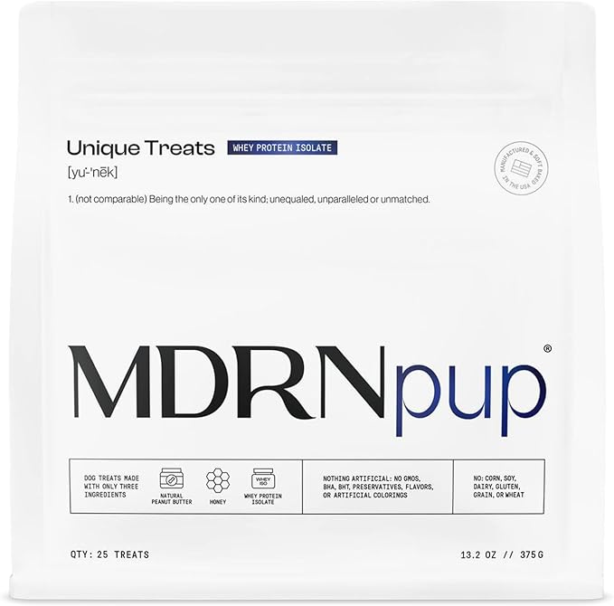 MDRNpup® Unique Dog Treats, Human Grade and All-Natural, Only Three Ingredients, High Protein - Amino Acids, Nothing Artificial, Soft Baked in The USA (13.2 Ounce, Whey Isolate Protein)
