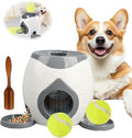 Dog Tennis Ball Food Reward Machine, Interactive Puzzle Toy with Slow Food Dispenser, Outdoor Training Toys Ball Launcher for Medium/Large Dogs, Exercise Mental Stimulation (Grey)