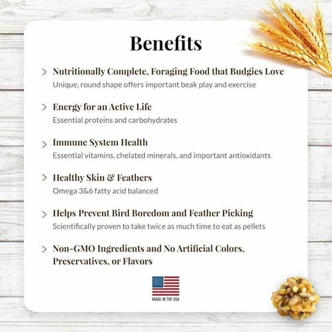 LAFEBER'S Classic Nutri-Berries Pet Bird Food, Made with Non-GMO and Human-Grade Ingredients, for Parakeets (Budgies), 10 oz
