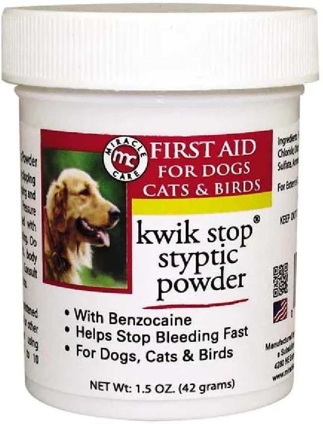 Styptic Kwik Stop Dog Cat Bird Ferret Helps Stop Bleeding Fast Powder Gel Pads or Swabs (6 oz Powder)