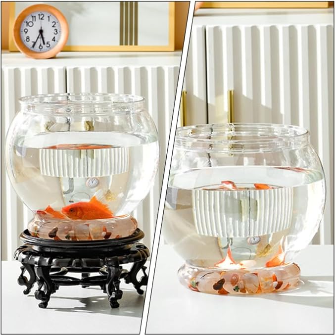 Healifty Tabletop Fish Bowl 5.90 Inch Clear Plastic Globe Fish Tank Mini Aquarium for Office Desk Decor and Feeding Container