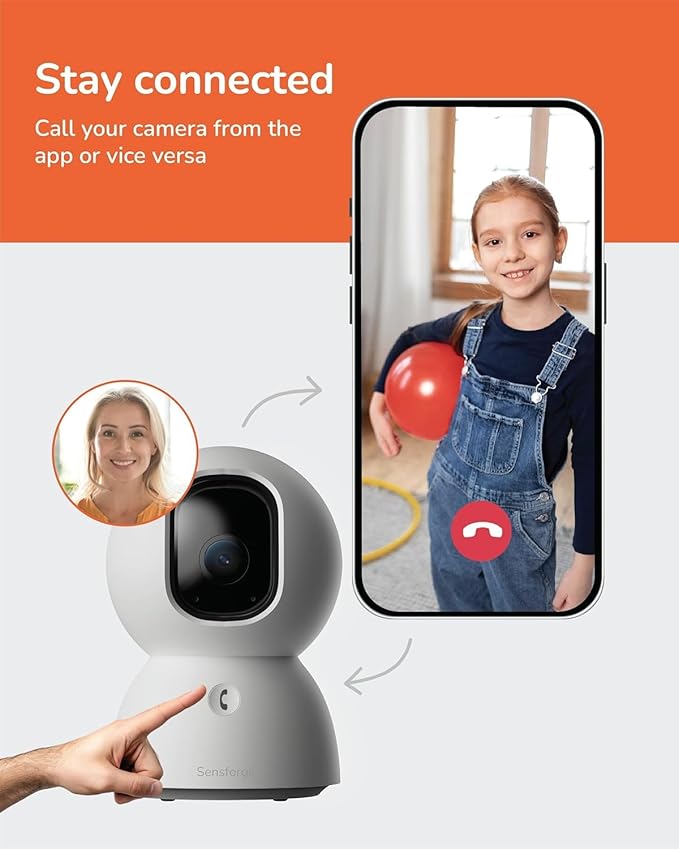 Sensforge 2.5K Indoor Pan-Tilt Dome Security Camera, AI Human & Pet Detection, 360° Coverage, Two-Way Audio, Dual-Band Wi-Fi (2.4G/5G), 64GB SD Card Included, No Monthly Fees (2, White)
