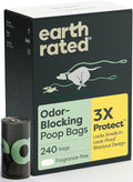 Earth Rated 3X Protect Dog Poop Bag Rolls, Odor Blocking Leak Proof Extra Thick, Unscented, 240 Count