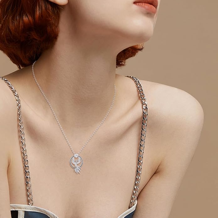 KZX Cat/Dog/Phoenix/Eagle/Whale/Shark/Puffin/Starfish/Chicken/Butterfly/Owl/Bee/Frog/Seahorse Necklace Sterling Silver Animal Pendant Jewelry Gift for Women
