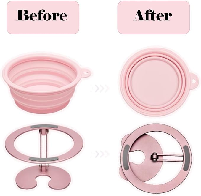 Collapsible Elevated Cat Dog Food Bowl, Portable Raised Pet Food Water Dish with Collapsible Stand, Adjustable Tilted Food Feeder for Pets, Whisker Friendly Cat Feeding Watering Dish for Travelling