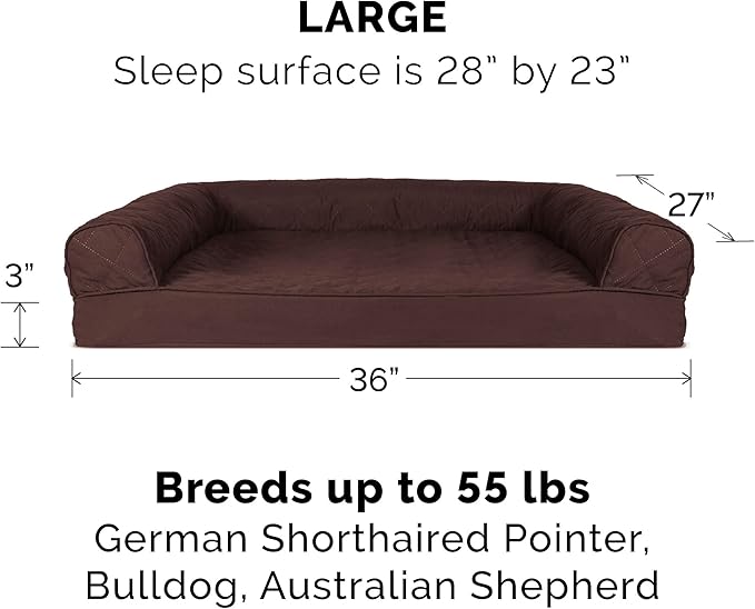 Furhaven Replacement Dog Bed Cover Quilted Sofa-Style, Machine Washable - Coffee, Large