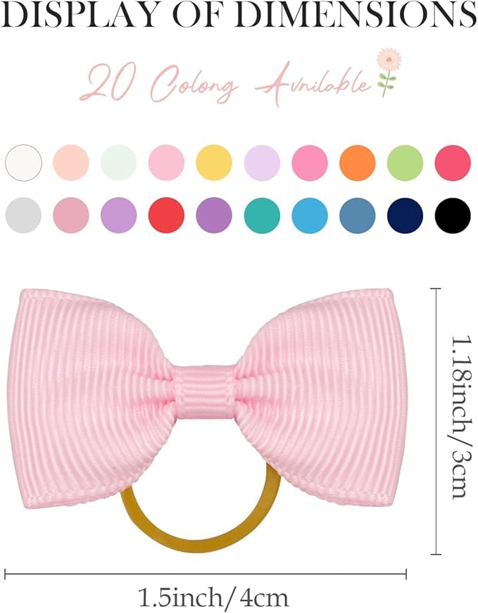 Yxiang Puppy Dog Small Hair Bows with Rubber Bands 40PCS Dog Bows Pet Grooming Hair Accessories for Yorkie Doggies Girl Puppy