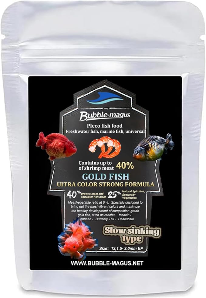 Bubble Magus Sinking Goldfish Food, Color Enhancing, Balanced Diet, All Natural Ingredients, Clear Water Formula, Slow Sinking Gold Fish Pellets, Goldfish Ultra Color （2oz）