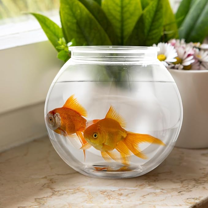Balacoo Plastic Fish Bowl, Large Clear Aquarium Bowl, Break Resistant Round Vase Pot Bubble Planter, Betta Fish Tank for Desktop, Home, Wedding Decor 7.1 X 6.3 Inches