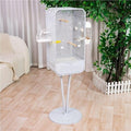 Metal Birdcage with Stand, Decorative Small Bird Cage for Parakeets, Cockatiels, Budgies, Indoor Bird Decor for Home(Light Gray)