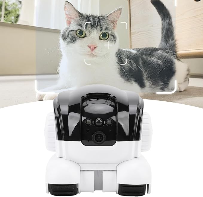 Dpofirs Indoor Camera for Home Security Baby Monitor Dog Pet Camera, Automatic Pet Tracking, Pet Interaction, PIR Motion Detection, with Phone App