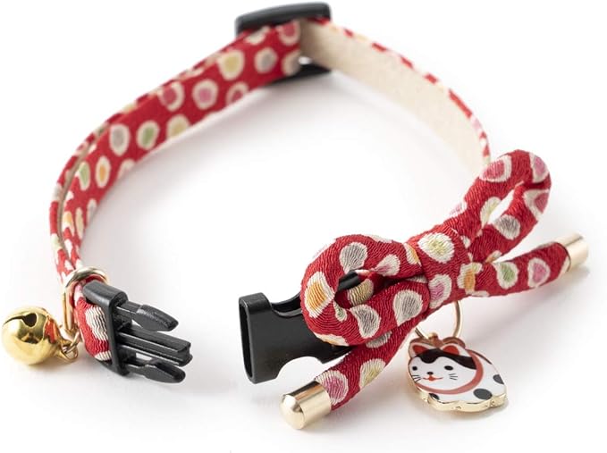 Necoichi Zen Hariko Charm Cat Collar (Red)