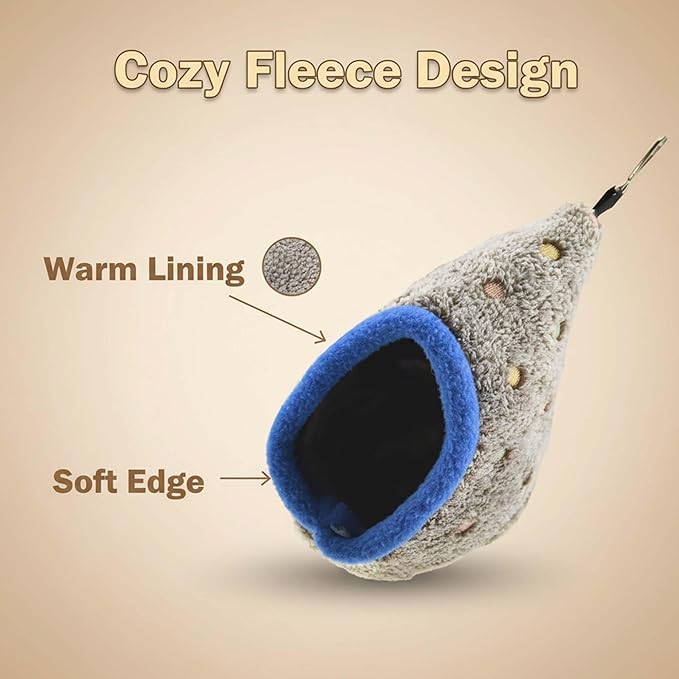 Bird Parrot Nest Hammock for Parakeet Conure Lovebird Small Animal Hamster Sugar Glider Hanging Bed Hideout House (S(Length:6.2inch), Gray)