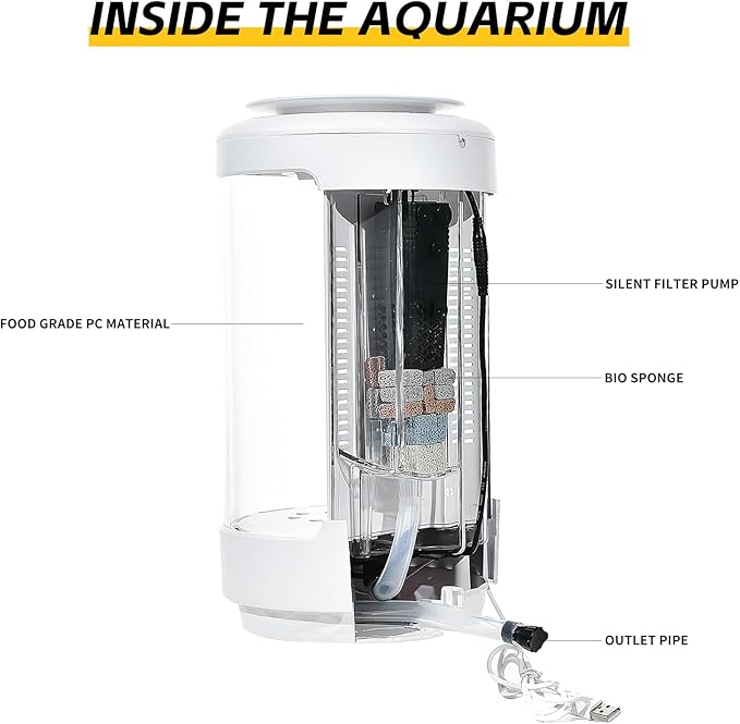 Small Fish Tank 1.2 Gallon Aquarium Starter Kit Desktop Mini Fish Bowl Small Betta Fish Tank with Plant Pot (Coral Reef)